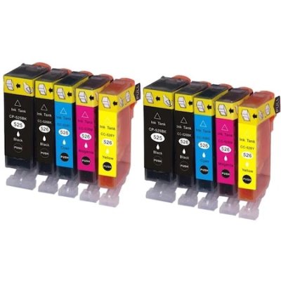 Set 10 cartuse cerneala, GraphiteK, compatibile Canon PGI-525Bk, CLI-526C, CLI-526M, CLI-526Y