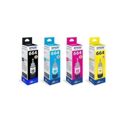 Pachet flacon refill cerneala C13T66414A (T6641) negru C13T66424A (T6642) cyan C13T66434A (T6643) magenta C13T66444A (T6644) galben Epson original 23500 pagini