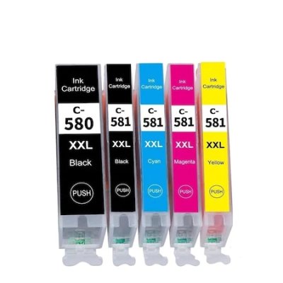 Set 5 cartuse, MYOFFICE, Canon PGI-580XL/ CLI-581 XXL, compatibile , capacitate mare pentru Canon PIXMA TS705 TR8550 TS6150 TS6151 TR7550 TS6250 TS8150 TS8251