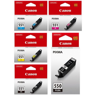 Set 5 Cartuse Originale standard Canon PG 550BK , CLI551BK , CLI551C , CLI551M , CLI551Y