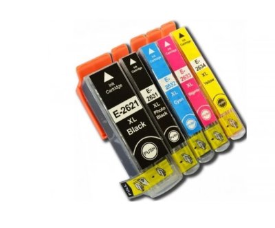 Set 5 cartuse compatibile Epson 26XL, T2621, T2631, T2632, T2633, T2634, Black, Photo Black, Cyan, Magenta, Yellow