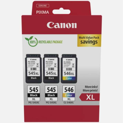 PGI 545XL Set 3 Cartuse Originale OEM  Canon  2xPG545XL+CL546XL, PIXMA IB2850, PIXMA MG2450, PIXMA MG2550, PIXMA 2550S, PIXMA MG2950, PIXMA MG3050, PIXMA MG3051, PIXMA MG3052, PIXMA MG3053, PIXMA MX495