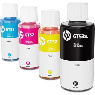 Set 4 culori HP GT53XL ( inlocuieste GT51XL ) si HP GT52, negru, cyan, magenta, yellow pentru Ink Tank, Smart Tank, GT 5810/5820