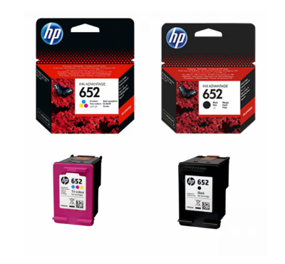 Pachet cartuse HP 652 -Set cartuse HP652 original OEM, HP, contine :1 cartus negru F6V25AE + 1 cartus color F6V24AE