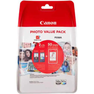 Set cartuse cerneala original Canon PG-560XL si CL-561XL + hartie photo