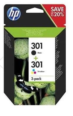 Set 2 cartuse cerneala ORIGINAL HP  301  ( negru si tricolor)